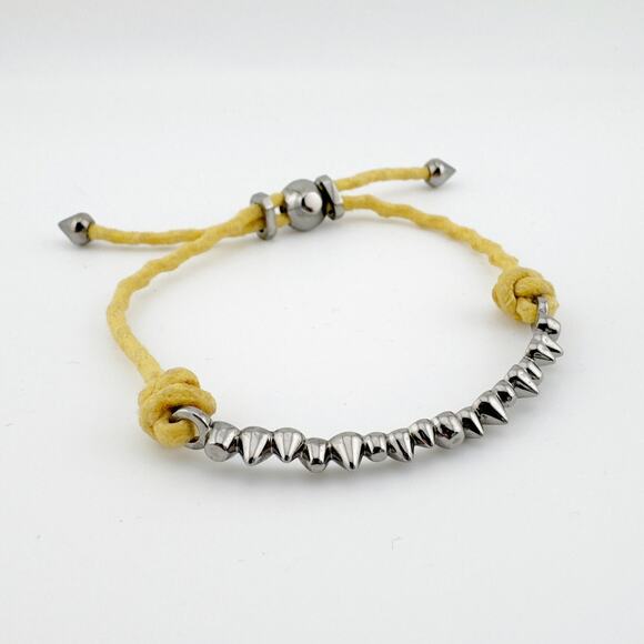 Eddie Borgo Spiked Cone Bracelet Women's Adjustable Yellow Cord - Picture 1 of 10